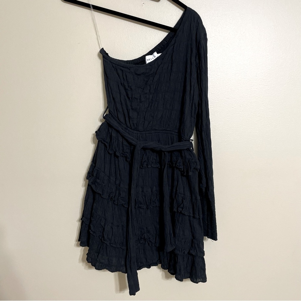 Hello Molly Black One-Shoulder Mini Dress